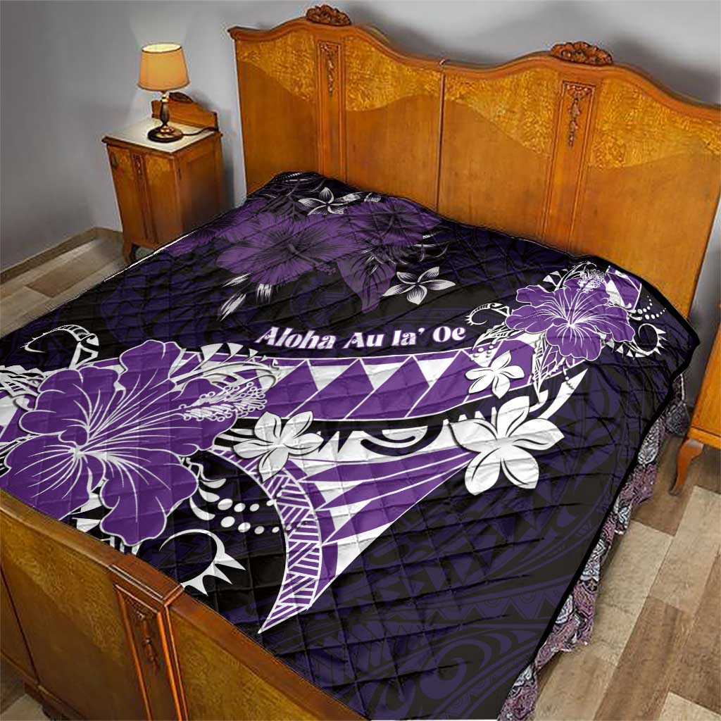 Hawaii Valentine Day Quilt Polynesian Hibiscus Art Style Purple LT05 - Polynesian Pride
