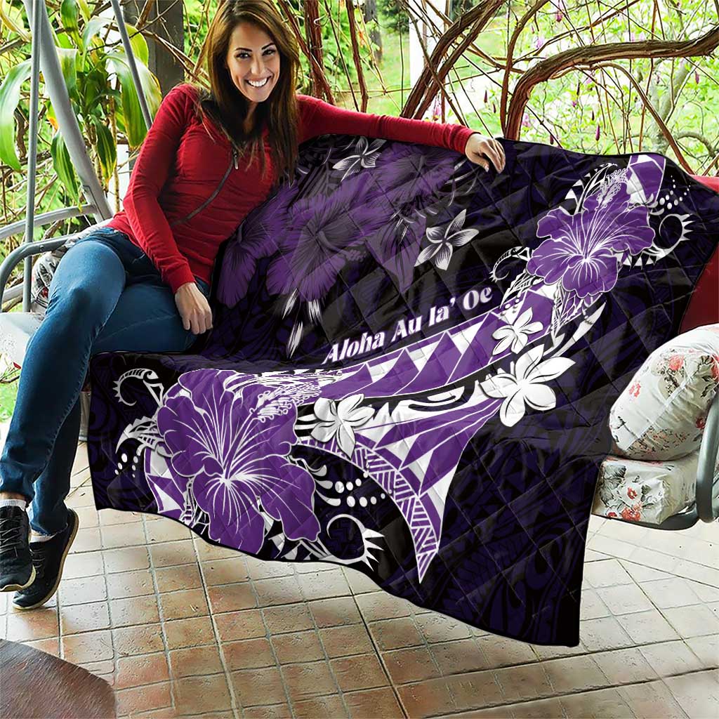Hawaii Valentine Day Quilt Polynesian Hibiscus Art Style Purple LT05 - Polynesian Pride