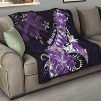 Hawaii Valentine Day Quilt Polynesian Hibiscus Art Style Purple LT05 - Polynesian Pride
