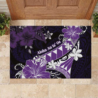 Hawaii Valentine Day Rubber Doormat Polynesian Hibiscus Art Style Purple LT05 Purple - Polynesian Pride