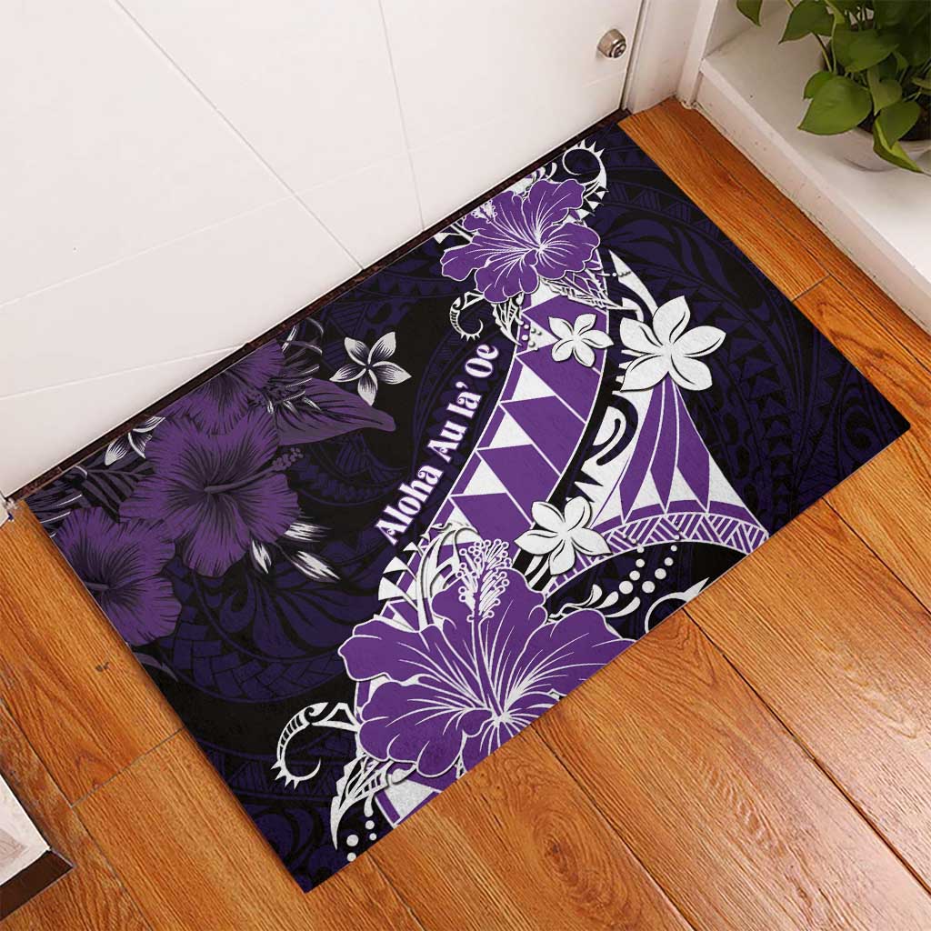 Hawaii Valentine Day Rubber Doormat Polynesian Hibiscus Art Style Purple LT05 - Polynesian Pride