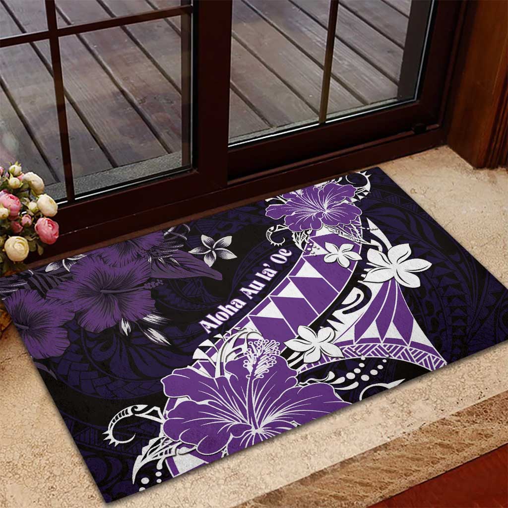 Hawaii Valentine Day Rubber Doormat Polynesian Hibiscus Art Style Purple LT05 - Polynesian Pride