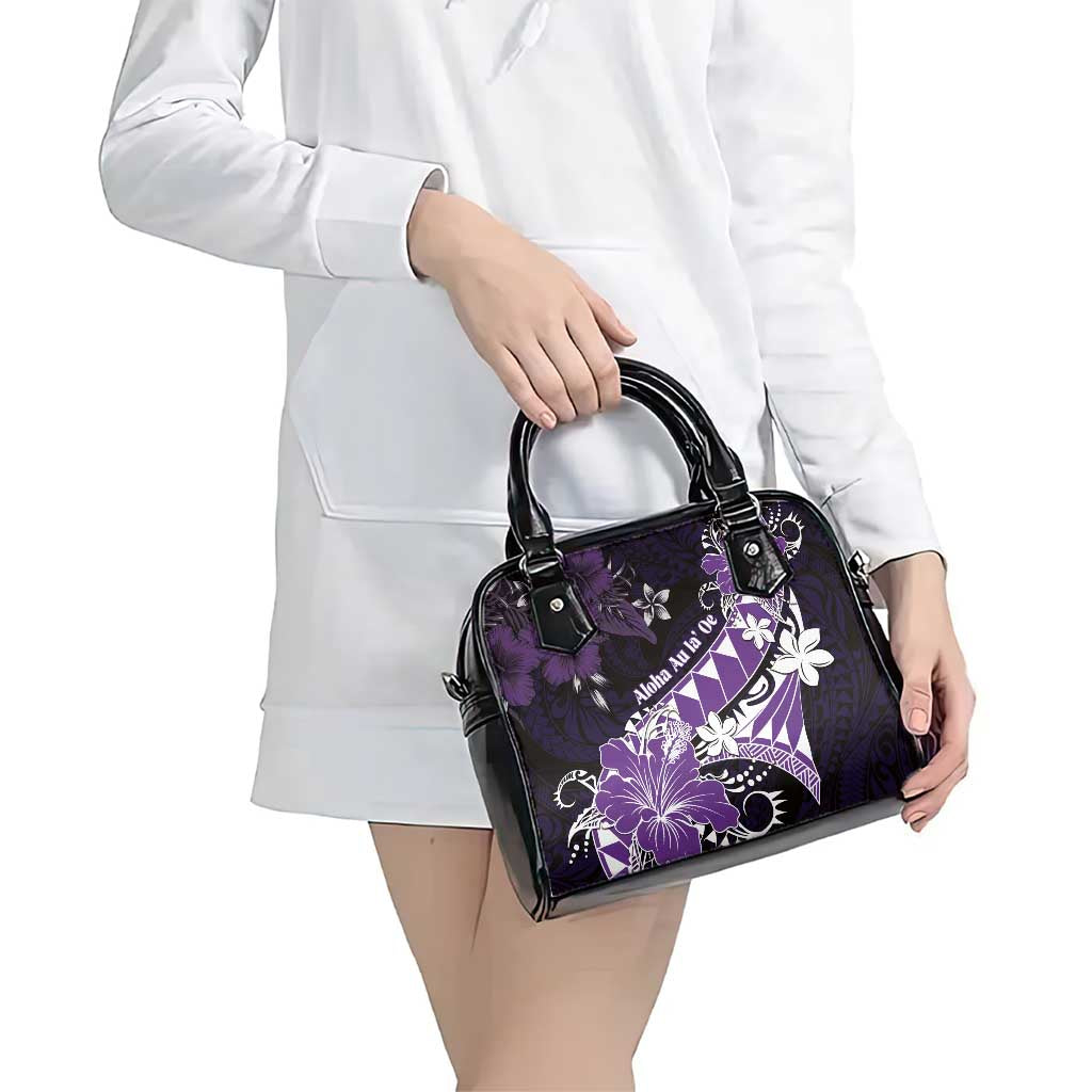 Hawaii Valentine Day Shoulder Handbag Polynesian Hibiscus Art Style Purple LT05 - Polynesian Pride