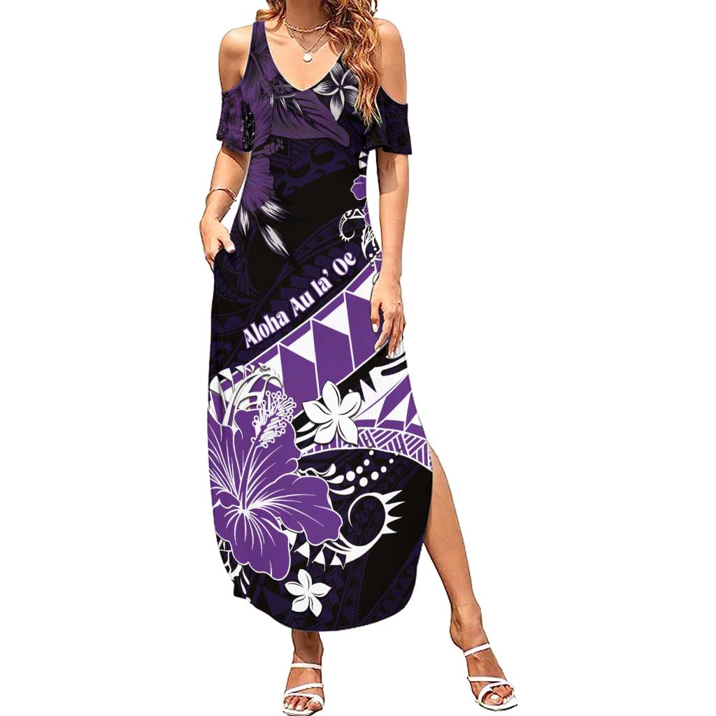 Personalised Hawaii Valentine Day Summer Maxi Dress Polynesian Hibiscus Art Style Purple LT05 Women Purple - Polynesian Pride