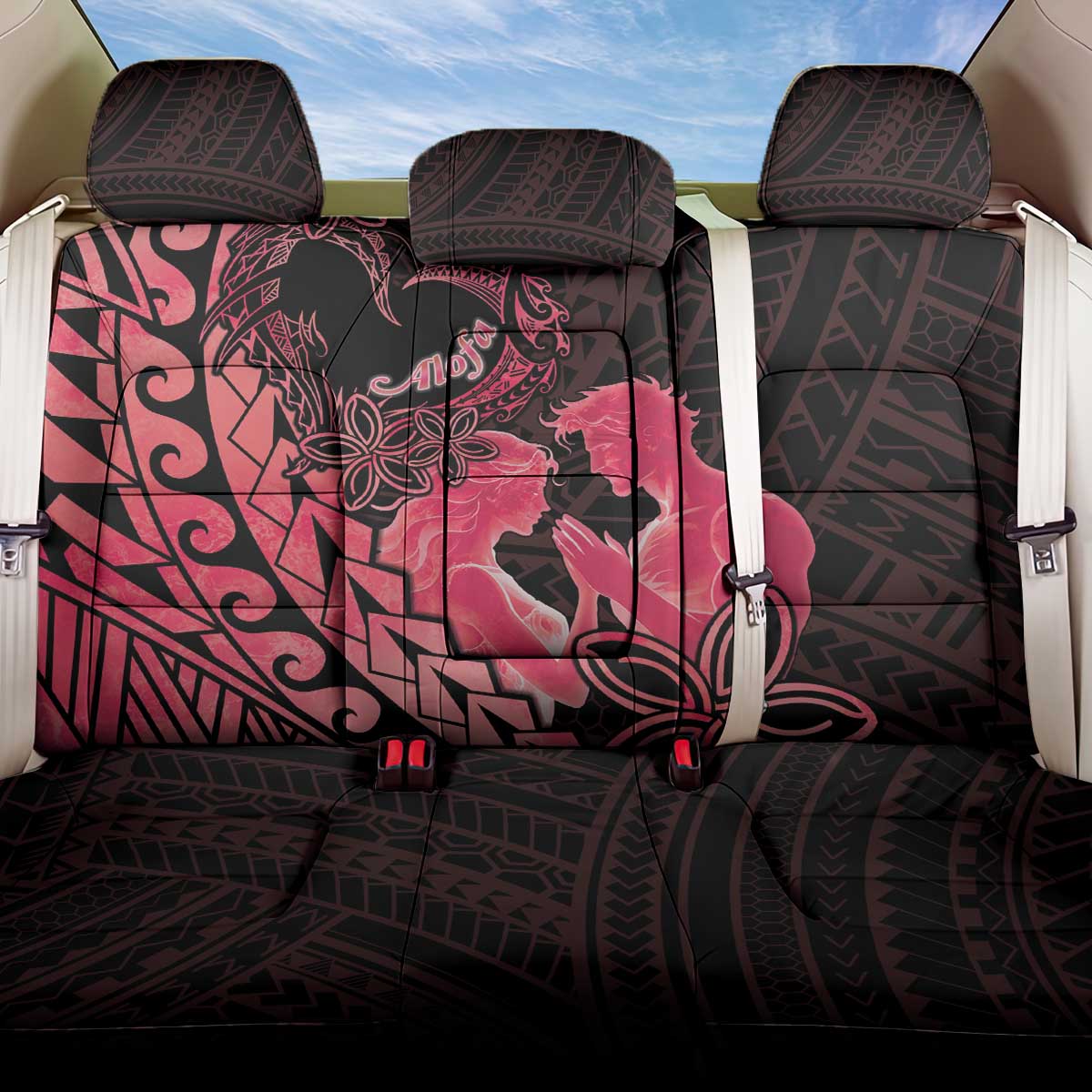 Alofa Samoa Valentine Red Back Car Seat Cover Love Is The Greatest Thing LT05 One Size Red - Polynesian Pride