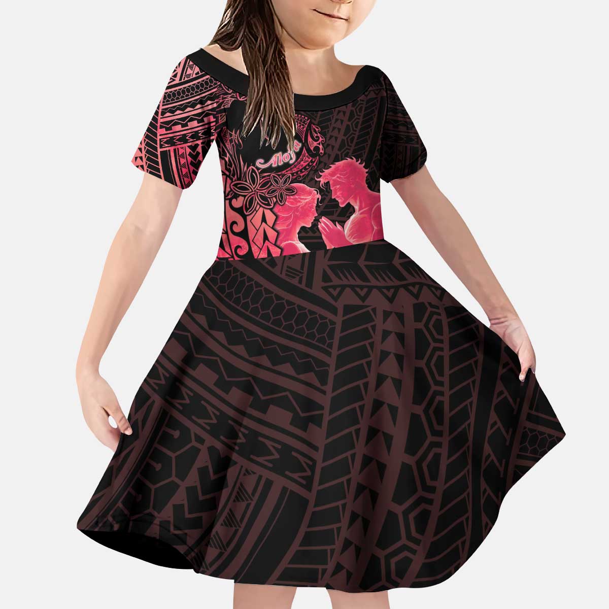 Alofa Samoa Valentine Red Kid Short Sleeve Dress Love Is The Greatest Thing LT05 KID Red - Polynesian Pride