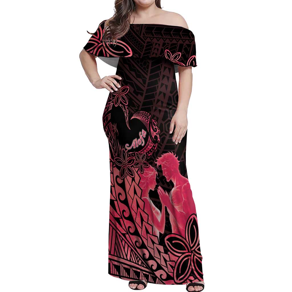 Alofa Samoa Valentine Red Off Shoulder Maxi Dress Love Is The Greatest Thing