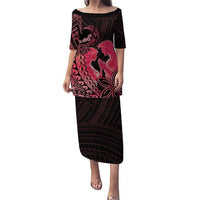 Alofa Samoa Valentine Red Puletasi Love Is The Greatest Thing LT05 Long Dress Red - Polynesian Pride