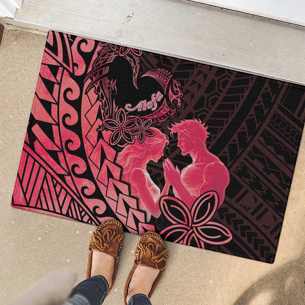 Alofa Samoa Valentine Red Rubber Doormat Love Is The Greatest Thing LT05 - Polynesian Pride