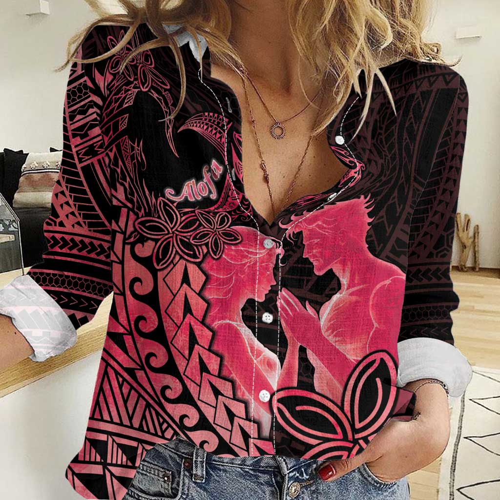 Alofa Samoa Valentine Red Women Casual Shirt Love Is The Greatest Thing LT05 Female Red - Polynesian Pride