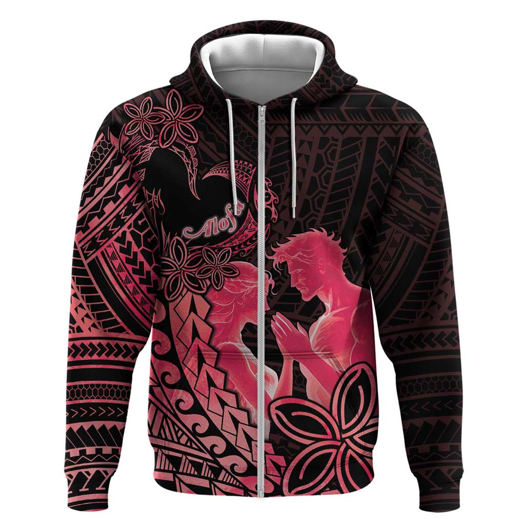 Alofa Samoa Valentine Red Zip Hoodie Love Is The Greatest Thing LT05 Zip Hoodie Red - Polynesian Pride