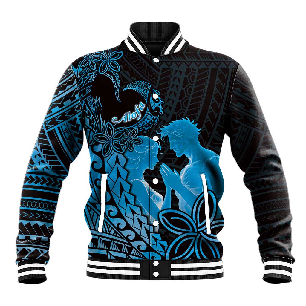 Alofa Samoa Valentine Blue Baseball Jacket Love Is The Greatest Thing LT05 Unisex Blue - Polynesian Pride