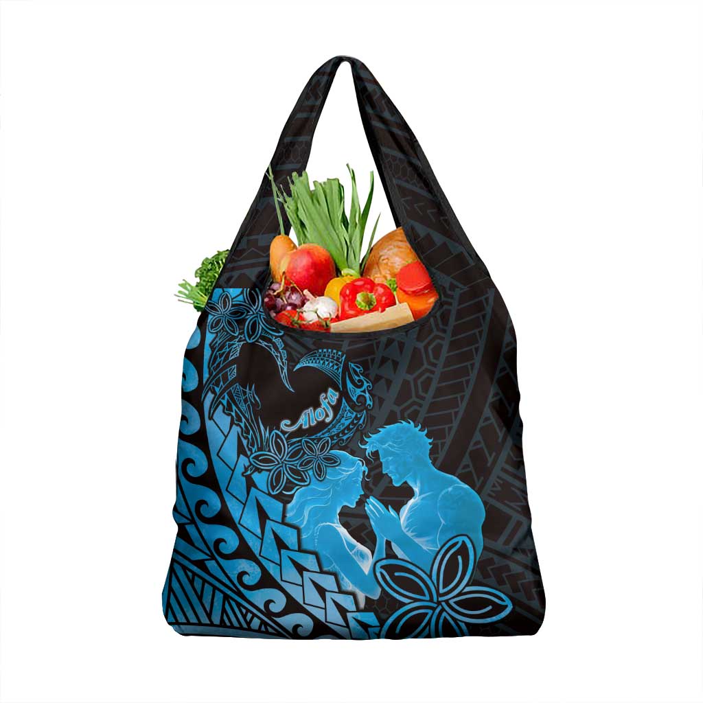 Alofa Samoa Valentine Blue Grocery Bag Love Is The Greatest Thing LT05 1-pack One Size Blue - Polynesian Pride