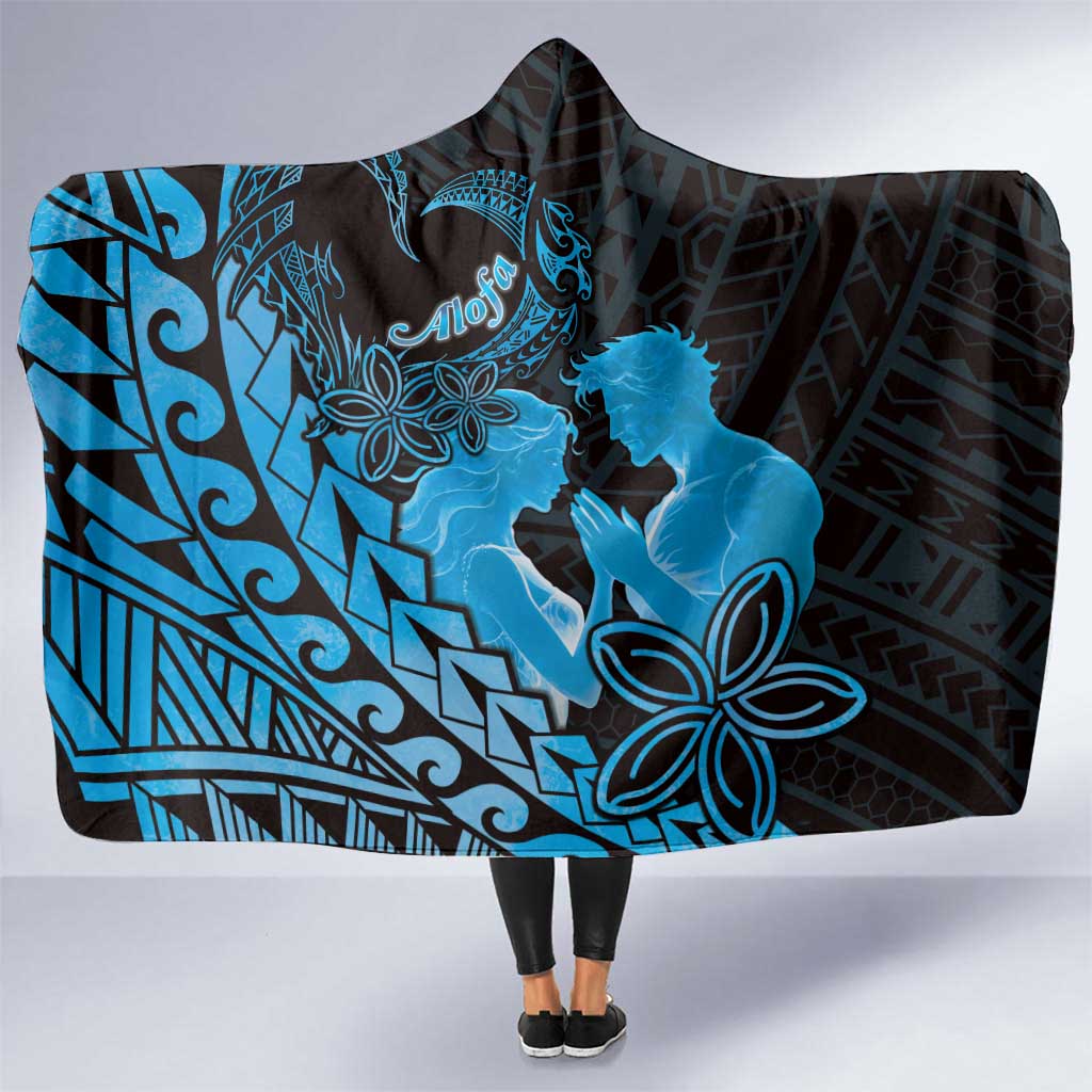 Alofa Samoa Valentine Blue Hooded Blanket Love Is The Greatest Thing LT05 One Size Blue - Polynesian Pride