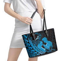 Alofa Samoa Valentine Blue Leather Tote Bag Love Is The Greatest Thing LT05 - Polynesian Pride