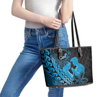 Alofa Samoa Valentine Blue Leather Tote Bag Love Is The Greatest Thing LT05 - Polynesian Pride