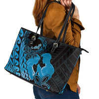 Alofa Samoa Valentine Blue Leather Tote Bag Love Is The Greatest Thing LT05 - Polynesian Pride