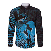 Alofa Samoa Valentine Blue Long Sleeve Button Shirt Love Is The Greatest Thing LT05 Unisex Blue - Polynesian Pride