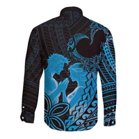Alofa Samoa Valentine Blue Long Sleeve Button Shirt Love Is The Greatest Thing LT05 - Polynesian Pride