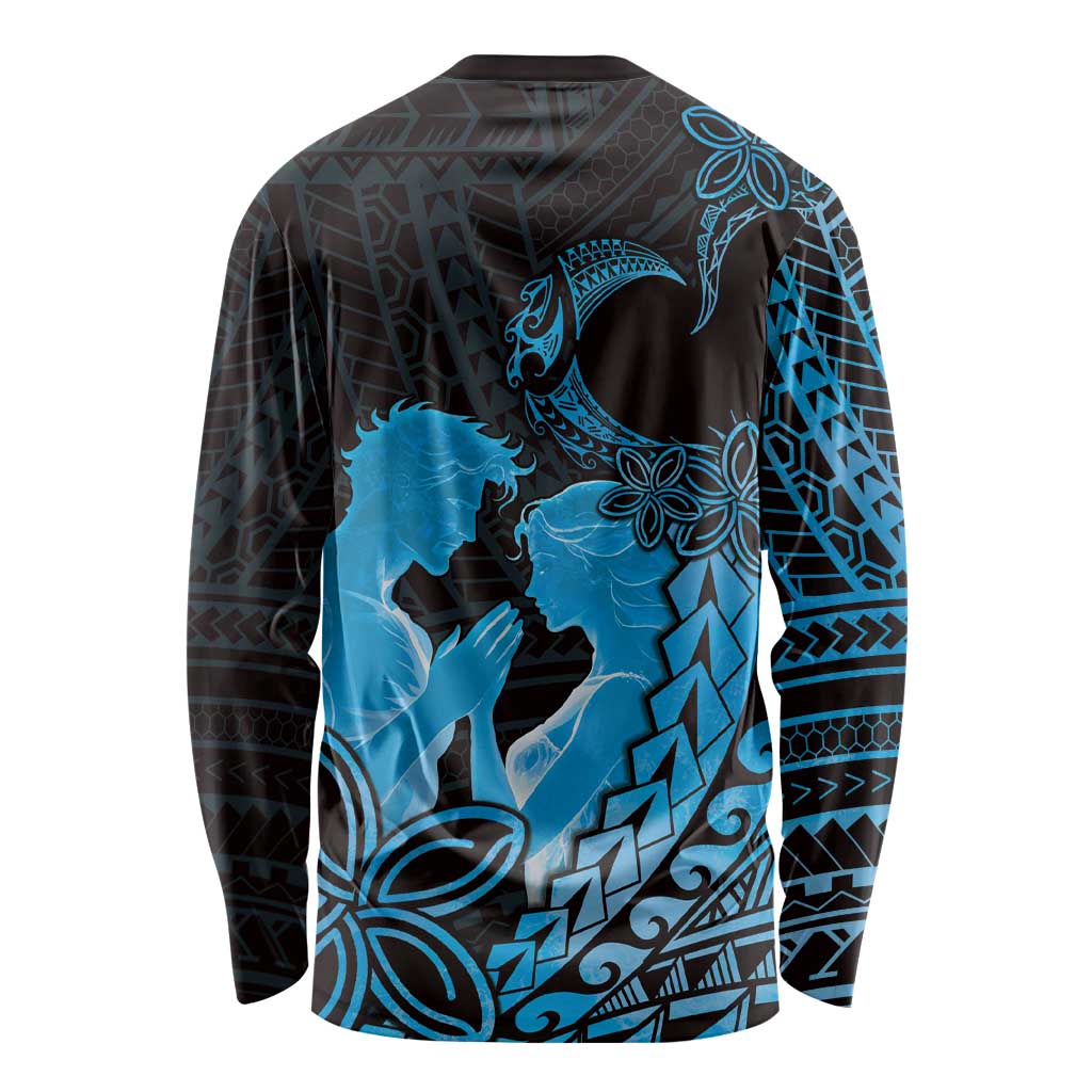 Alofa Samoa Valentine Blue Long Sleeve Shirt Love Is The Greatest Thing LT05 - Polynesian Pride