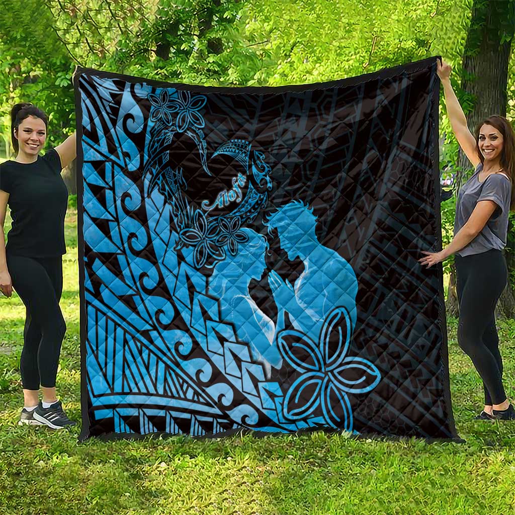 Alofa Samoa Valentine Blue Quilt Love Is The Greatest Thing LT05 - Polynesian Pride