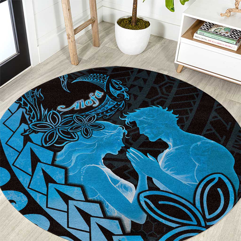 Alofa Samoa Valentine Blue Round Carpet Love Is The Greatest Thing