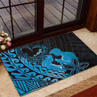 Alofa Samoa Valentine Blue Rubber Doormat Love Is The Greatest Thing LT05 - Polynesian Pride