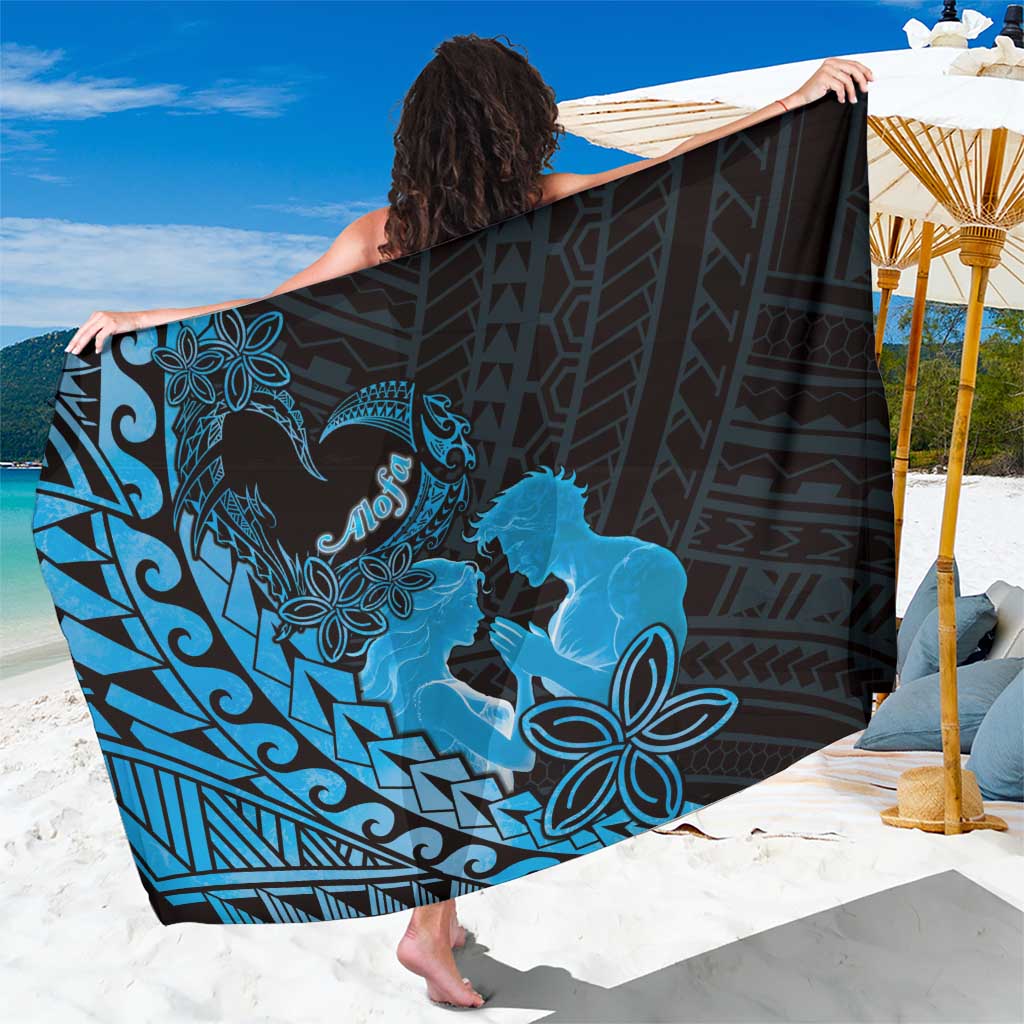 Alofa Samoa Valentine Blue Sarong Love Is The Greatest Thing LT05 One Size 44 x 66 inches Blue - Polynesian Pride