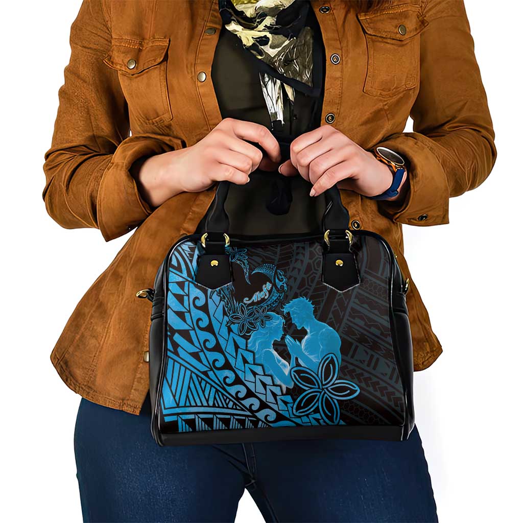 Alofa Samoa Valentine Blue Shoulder Handbag Love Is The Greatest Thing LT05 - Polynesian Pride