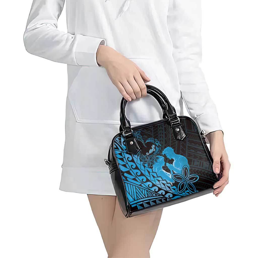 Alofa Samoa Valentine Blue Shoulder Handbag Love Is The Greatest Thing LT05 - Polynesian Pride