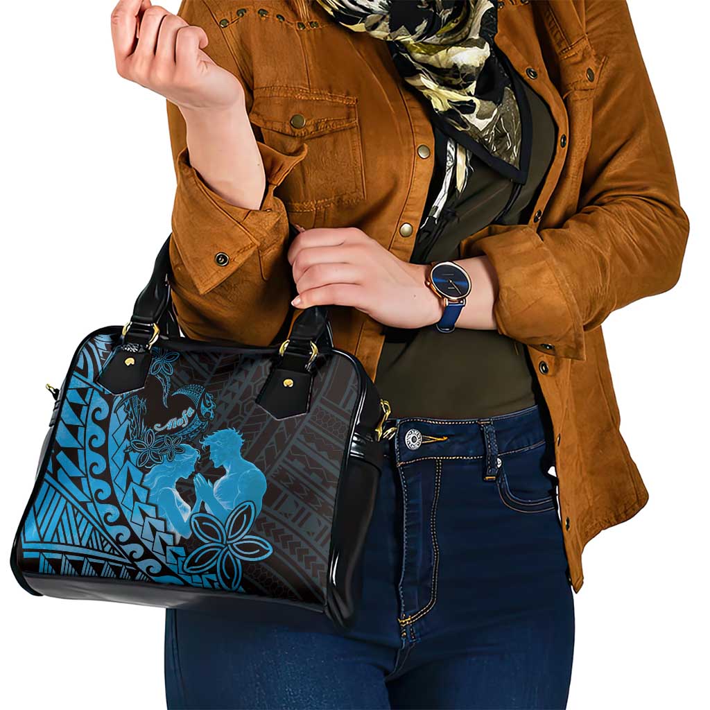 Alofa Samoa Valentine Blue Shoulder Handbag Love Is The Greatest Thing LT05 - Polynesian Pride