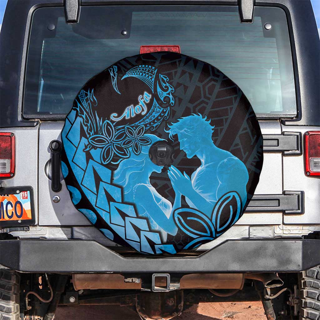 Alofa Samoa Valentine Blue Spare Tire Cover Love Is The Greatest Thing LT05 Blue - Polynesian Pride