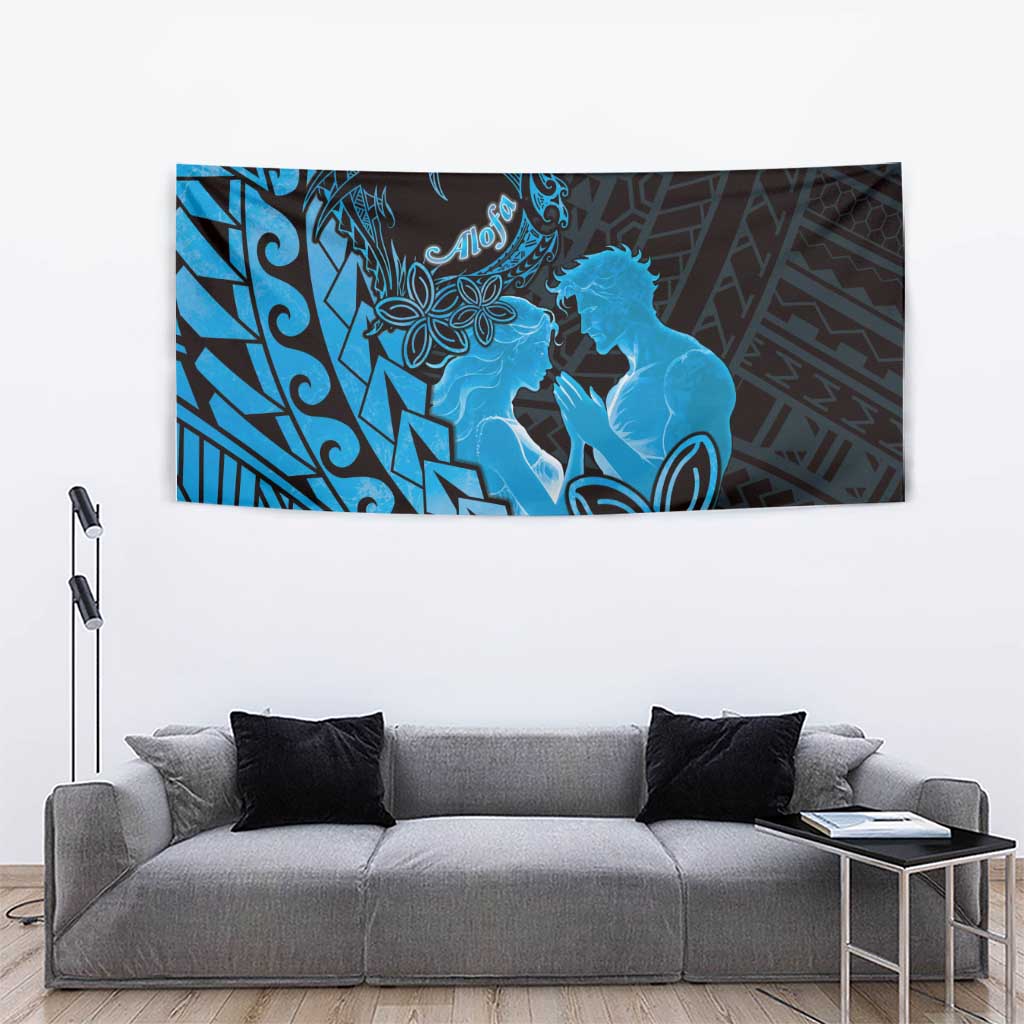 Alofa Samoa Valentine Blue Tapestry Love Is The Greatest Thing LT05 - Polynesian Pride