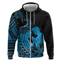 Alofa Samoa Valentine Blue Zip Hoodie Love Is The Greatest Thing LT05 Zip Hoodie Blue - Polynesian Pride