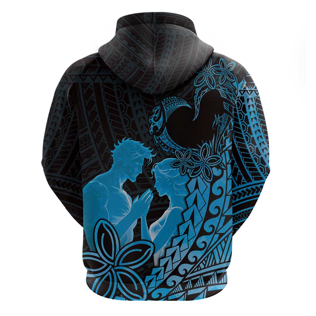 Alofa Samoa Valentine Blue Zip Hoodie Love Is The Greatest Thing LT05 - Polynesian Pride