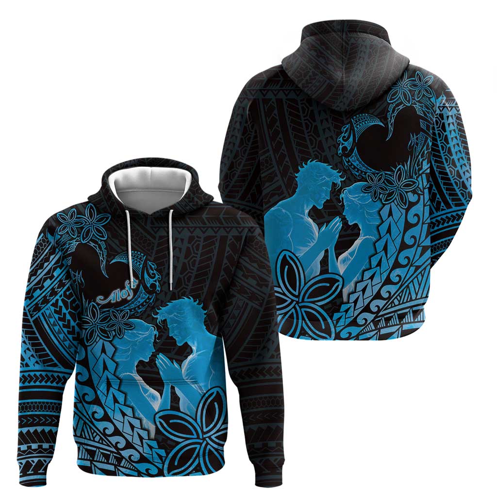 Alofa Samoa Valentine Blue Zip Hoodie Love Is The Greatest Thing LT05 - Polynesian Pride