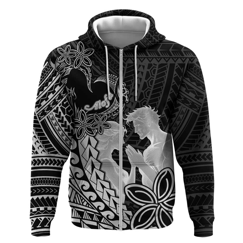 Alofa Samoa Valentine Black Hoodie Love Is The Greatest Thing LT05 Zip Hoodie Black - Polynesian Pride
