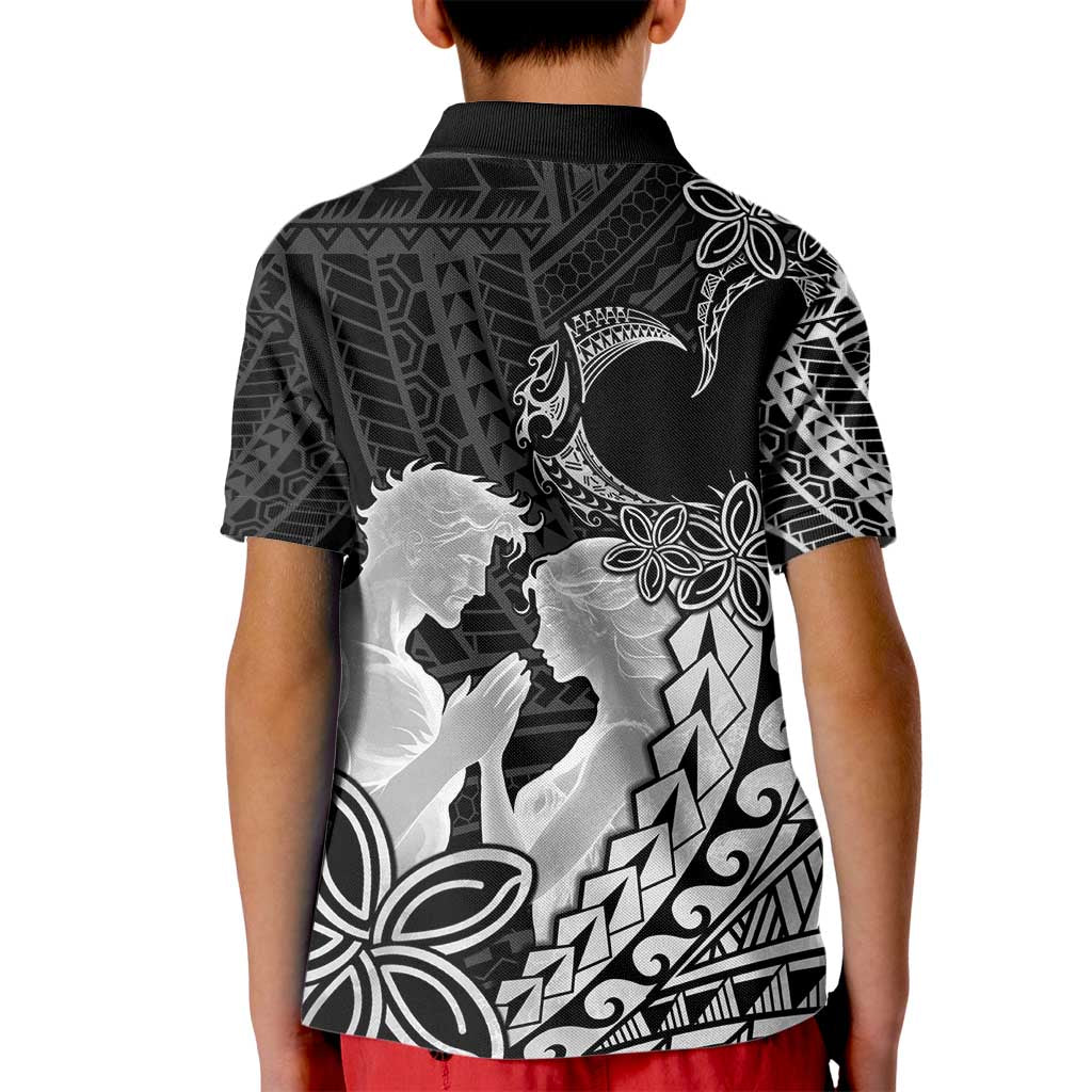 Alofa Samoa Valentine Black Kid Polo Shirt Love Is The Greatest Thing LT05 - Polynesian Pride