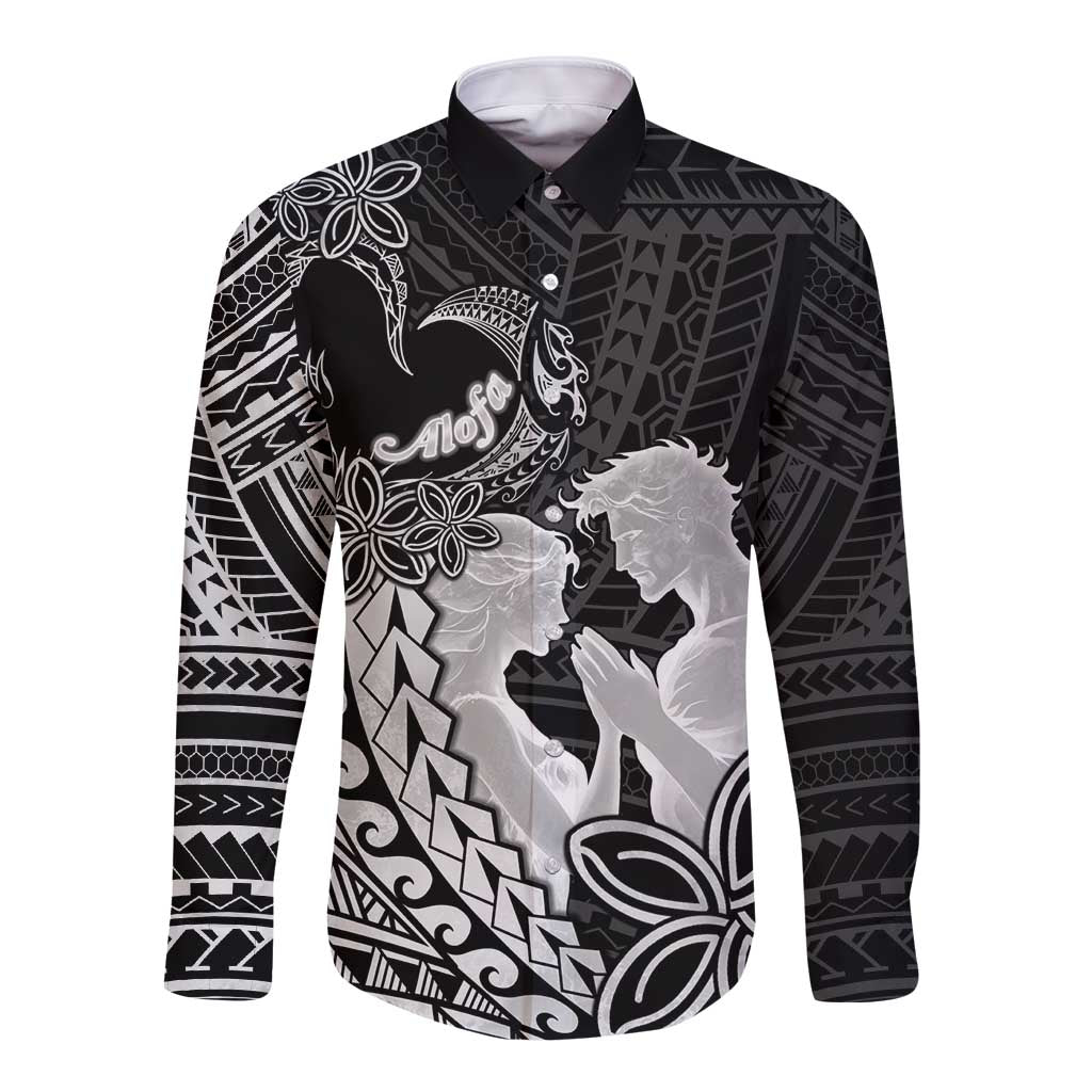 Alofa Samoa Valentine Black Long Sleeve Button Shirt Love Is The Greatest Thing LT05 Unisex Black - Polynesian Pride