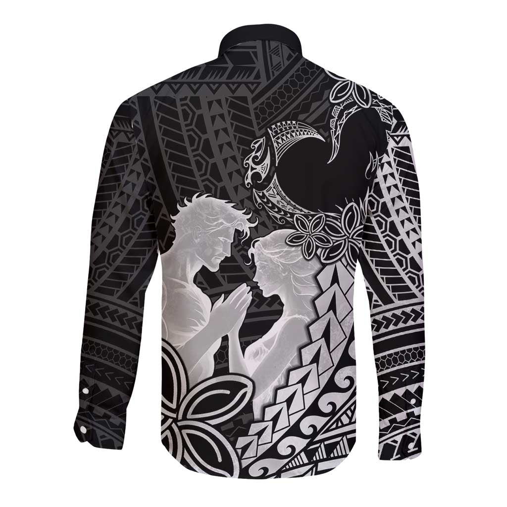 Alofa Samoa Valentine Black Long Sleeve Button Shirt Love Is The Greatest Thing LT05 - Polynesian Pride