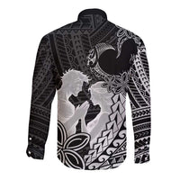 Alofa Samoa Valentine Black Long Sleeve Button Shirt Love Is The Greatest Thing LT05 - Polynesian Pride