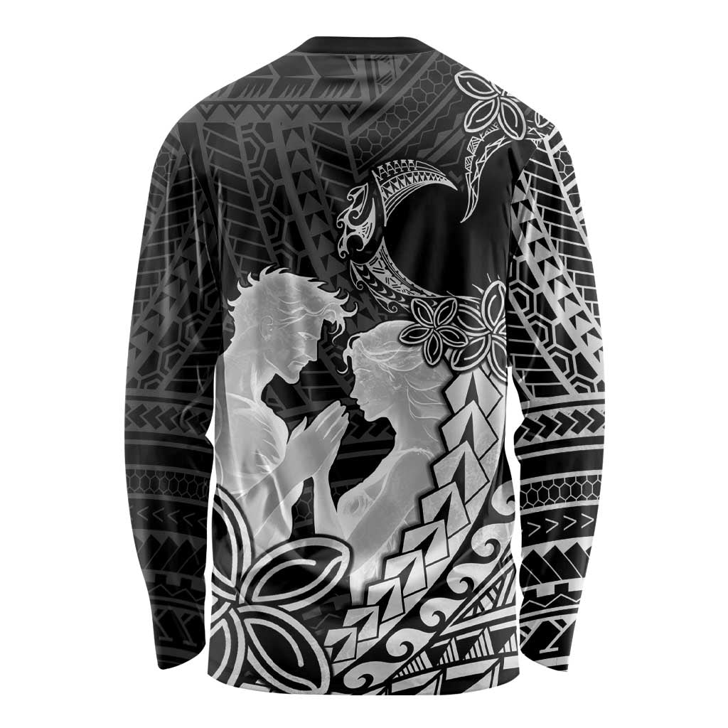 Alofa Samoa Valentine Black Long Sleeve Shirt Love Is The Greatest Thing LT05 - Polynesian Pride