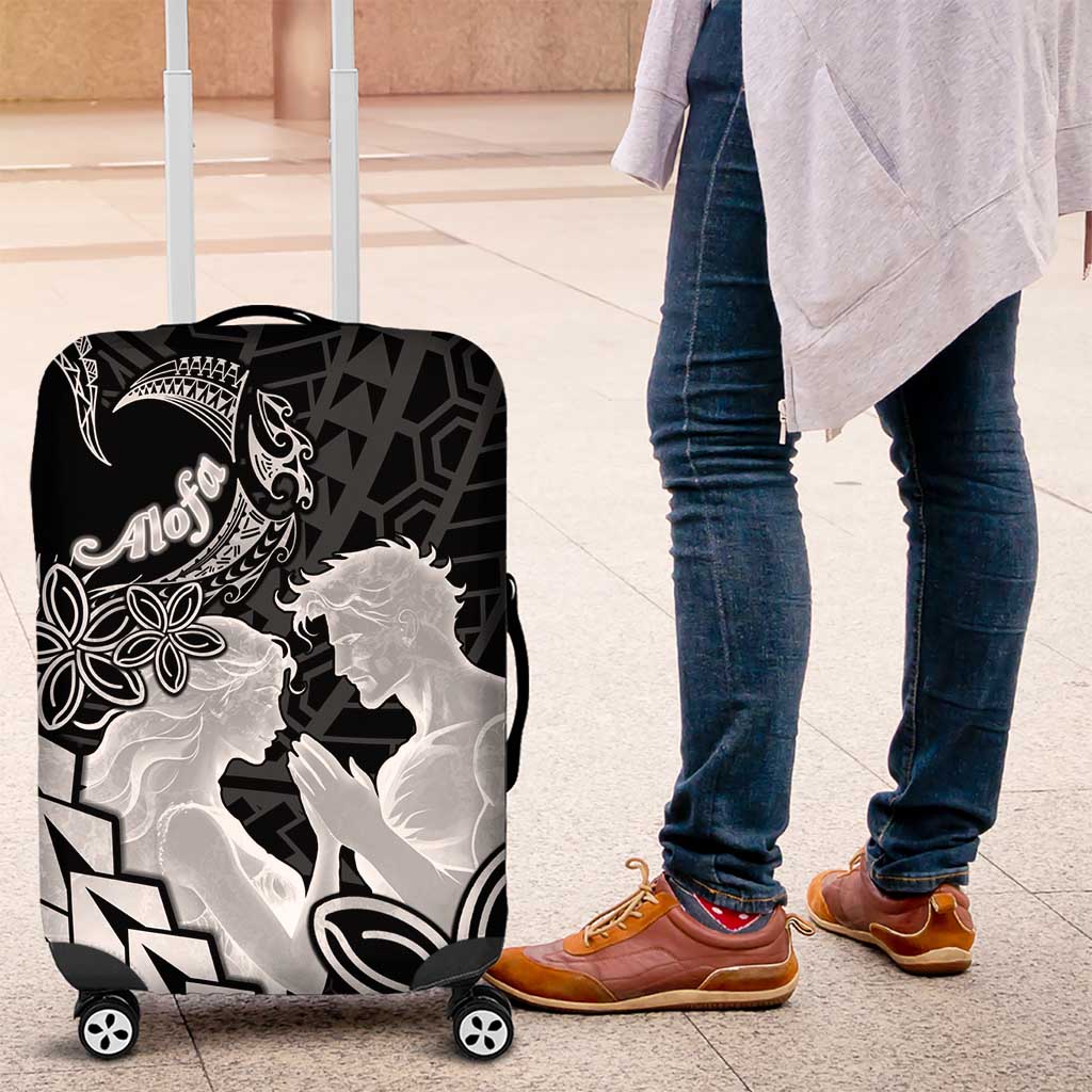 Alofa Samoa Valentine Black Luggage Cover Love Is The Greatest Thing LT05 Black - Polynesian Pride