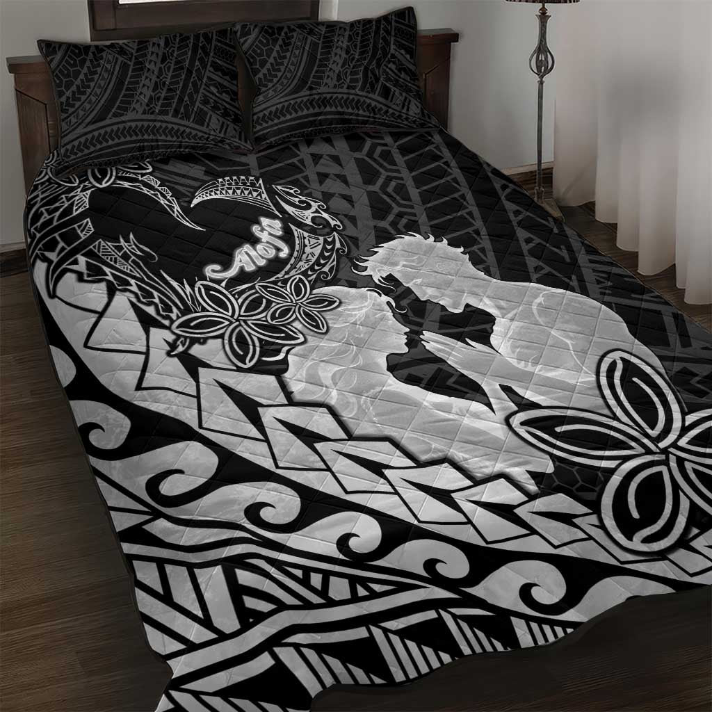 Alofa Samoa Valentine Black Quilt Bed Set Love Is The Greatest Thing LT05 Black - Polynesian Pride
