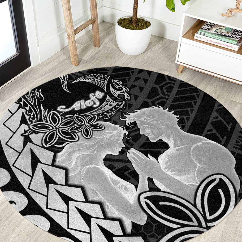 Alofa Samoa Valentine Black Round Carpet Love Is The Greatest Thing LT05 Black - Polynesian Pride