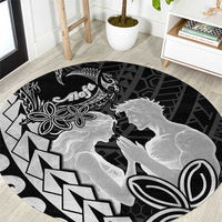 Alofa Samoa Valentine Black Round Carpet Love Is The Greatest Thing LT05 Black - Polynesian Pride