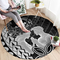 Alofa Samoa Valentine Black Round Carpet Love Is The Greatest Thing LT05 - Polynesian Pride