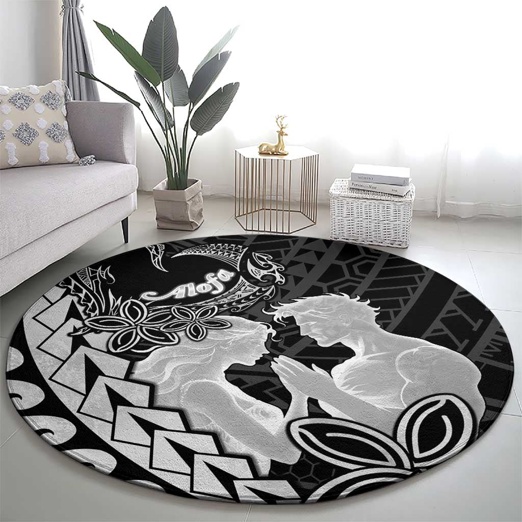 Alofa Samoa Valentine Black Round Carpet Love Is The Greatest Thing LT05 - Polynesian Pride
