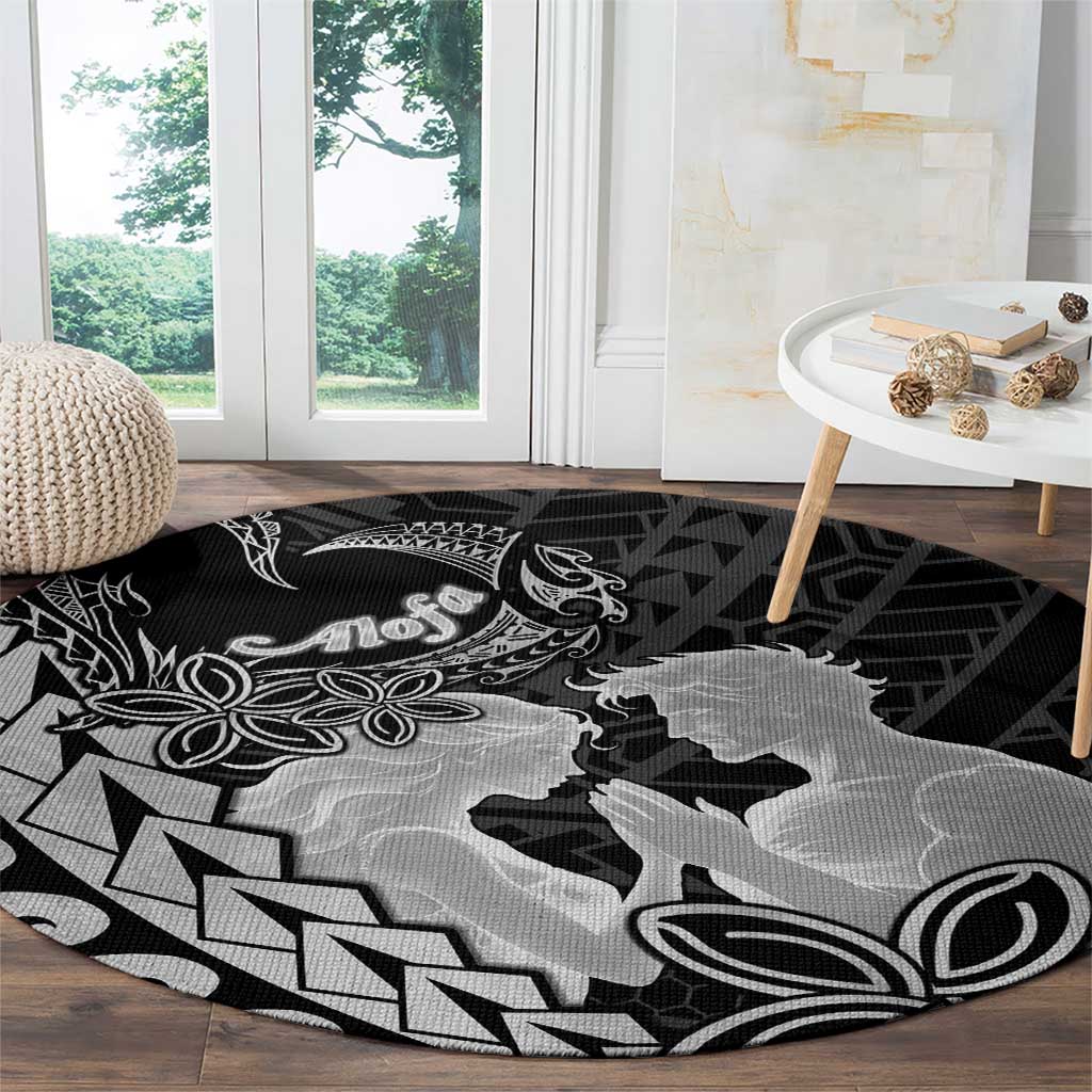 Alofa Samoa Valentine Black Round Carpet Love Is The Greatest Thing LT05 - Polynesian Pride