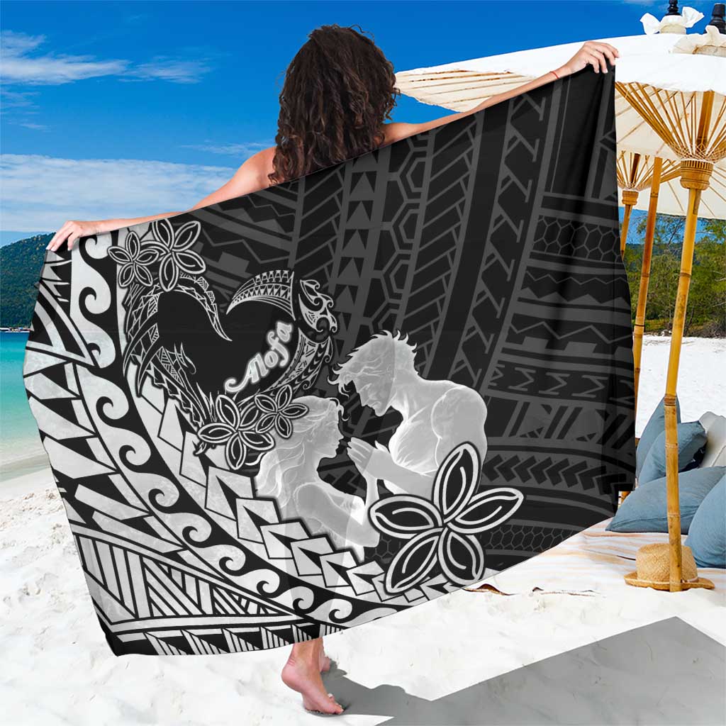 Alofa Samoa Valentine Black Sarong Love Is The Greatest Thing LT05 One Size 44 x 66 inches Black - Polynesian Pride